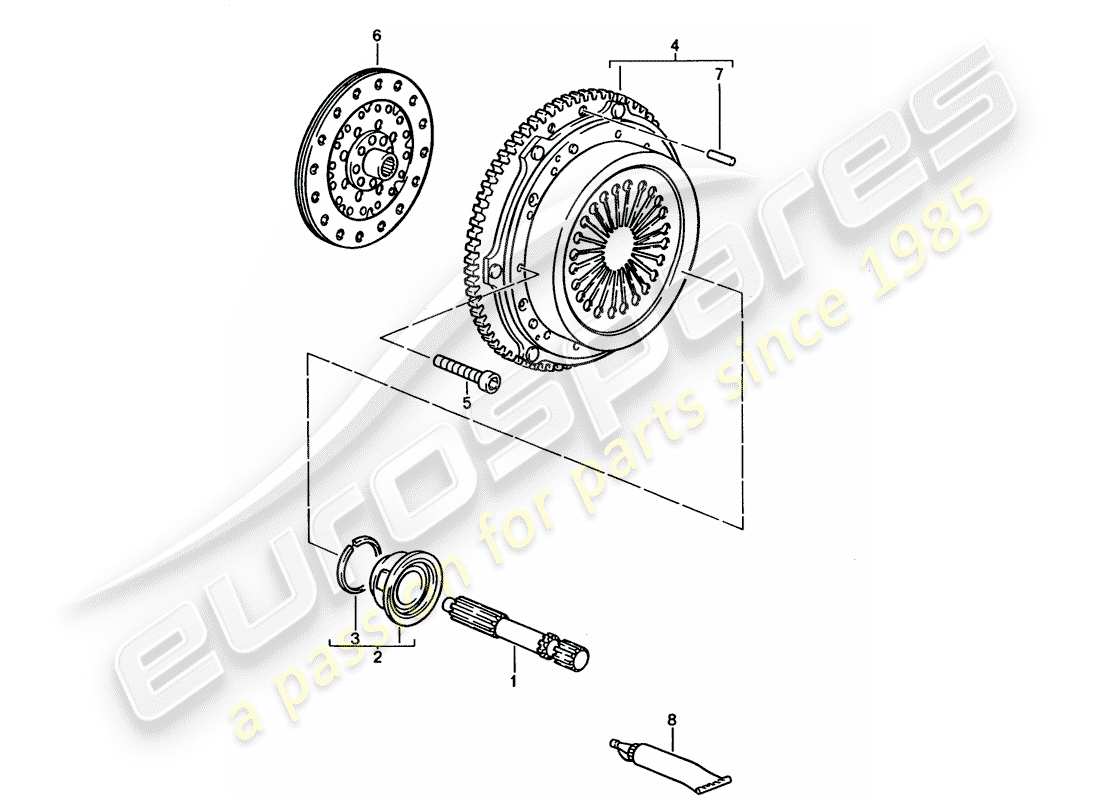 porsche 1994 (928) schaltgetriebe - kupplung ersatzteildiagramm