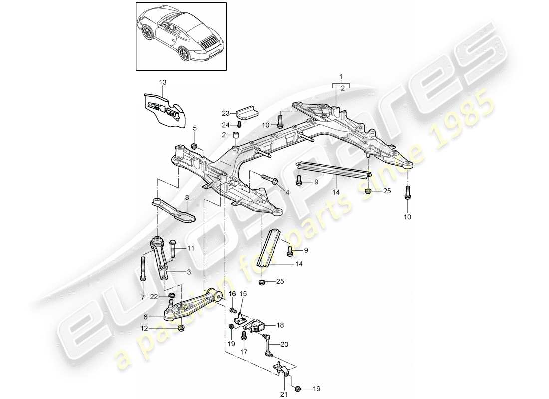porsche 2010 (997-2) quertraeger ersatzteildiagramm
