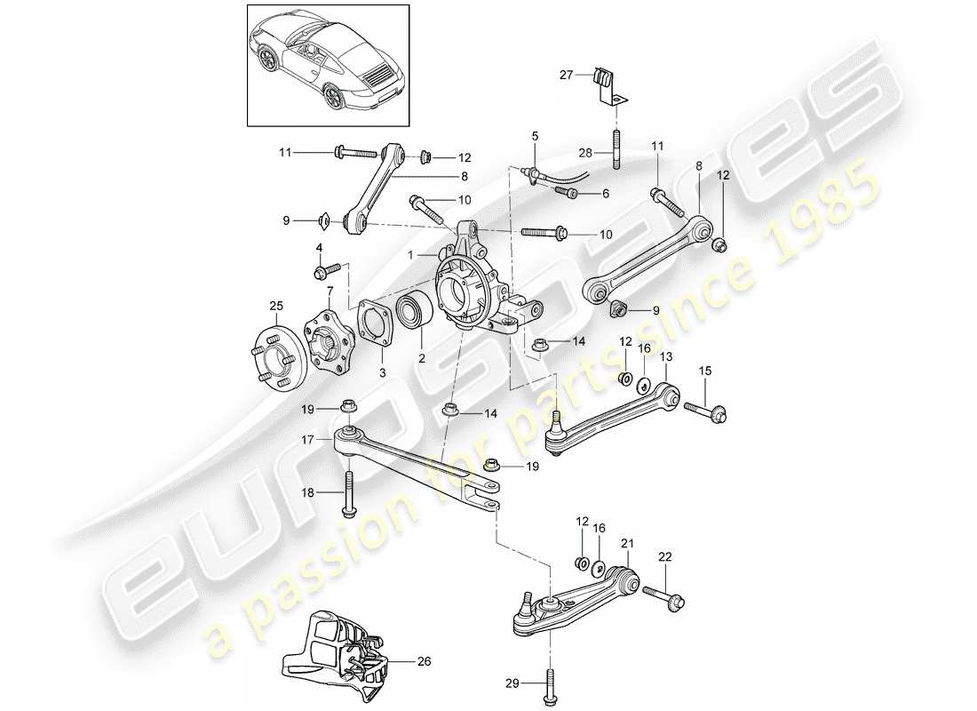 porsche 2009 (997-2) hinterachse teilediagramm