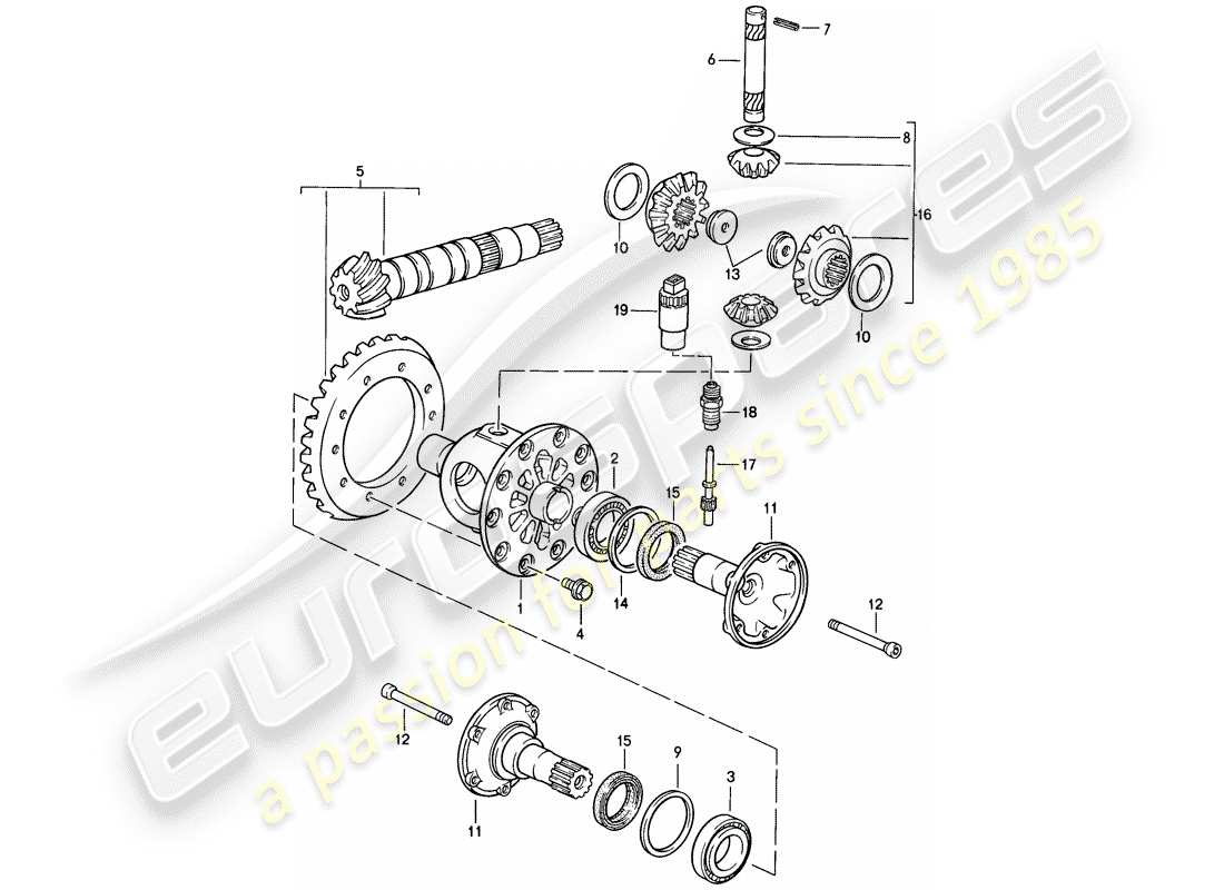 porsche 1986 (944) differential - schaltgetriebe ersatzteildiagramm