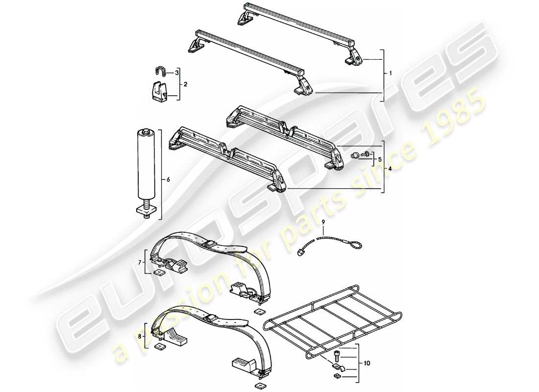 porsche 1985 (924) dachtransportsystem - bis - 35 kg - d >> - mj 1981 ersatzteilzeichnung