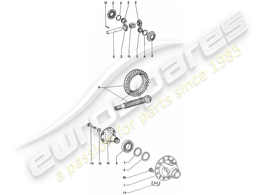 porsche 1976 (914) differential - schaltgetriebe ersatzteildiagramm