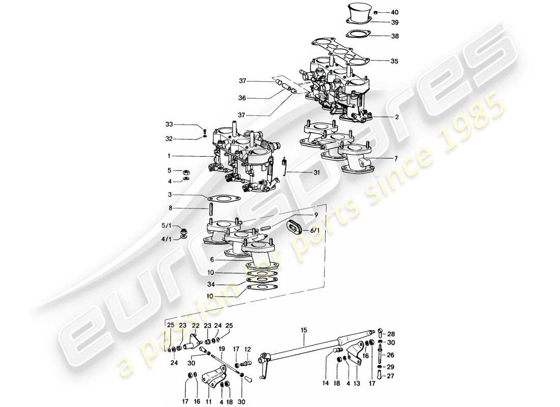porsche 1973 (914) vergaser teilediagramm