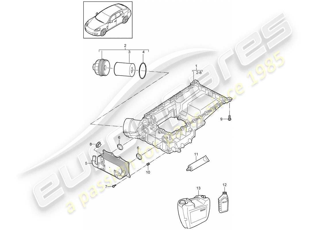 porsche 2013 (panamera 970) ölleitendes gehäuse ersatzteildiagramm
