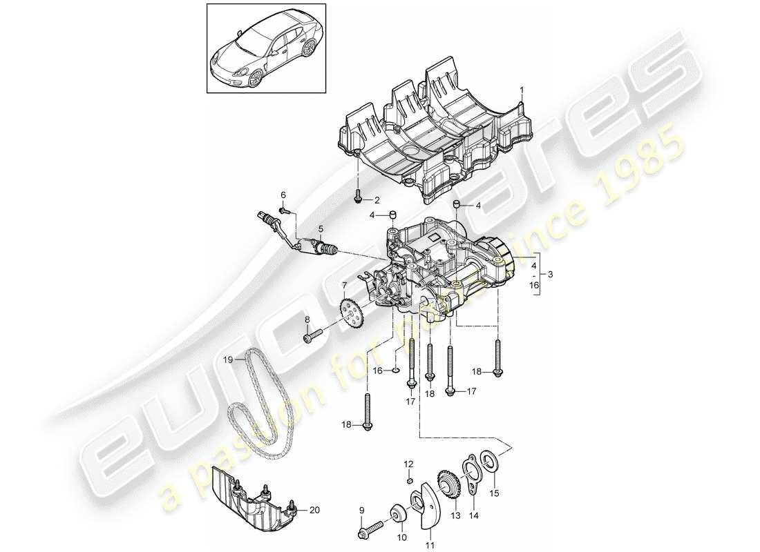 porsche 2014 (panamera 970) ölleitblech ersatzteildiagramm