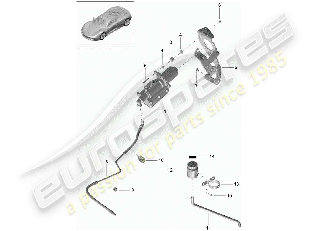 porsche 2015 (918 spyder) steuermechanismus teilediagramm