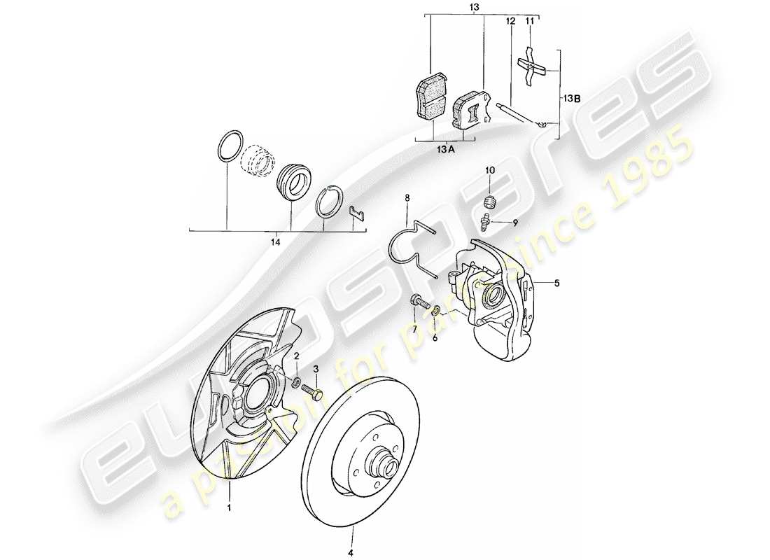 porsche 1980 (924) scheibenbremsen - vorderachse - d >> - mj 1980 ersatzteildiagramm