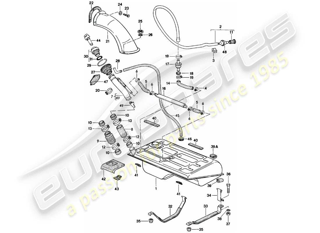 porsche 1985 (924) kraftstofftank teilediagramm