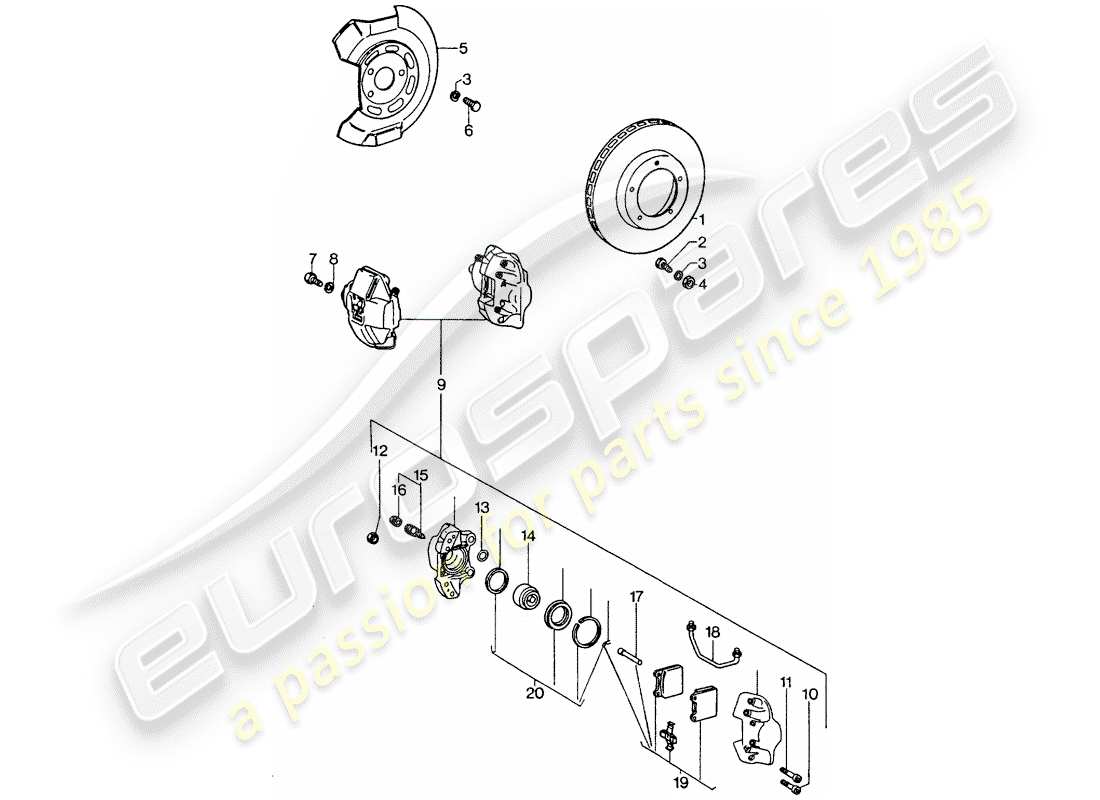 porsche 1976 (911 turbo) scheibenbremsen ersatzteildiagramm