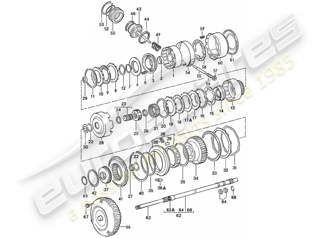 porsche 1986 (944) getriebesteuerung - automatikgetriebe teilediagramm