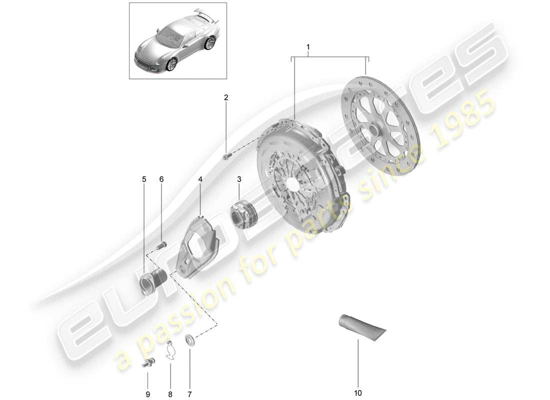 porsche 2017 (991-2 r/gt3/rs) kupplung teilediagramm