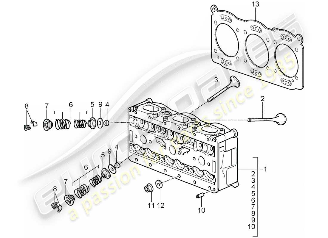 porsche 2011 (997-2 gt3) zylinderkopf teilediagramm