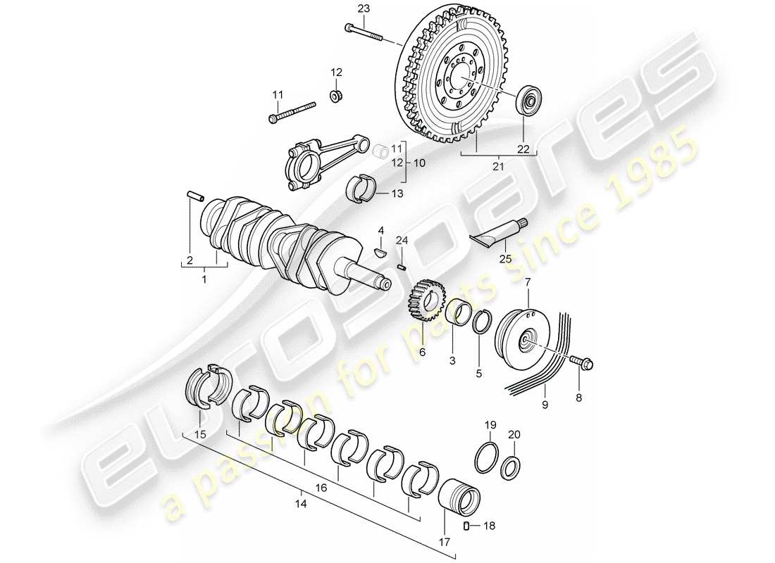 porsche 2007 (997-1 turbo / gt2) kurbelwelle teilediagramm