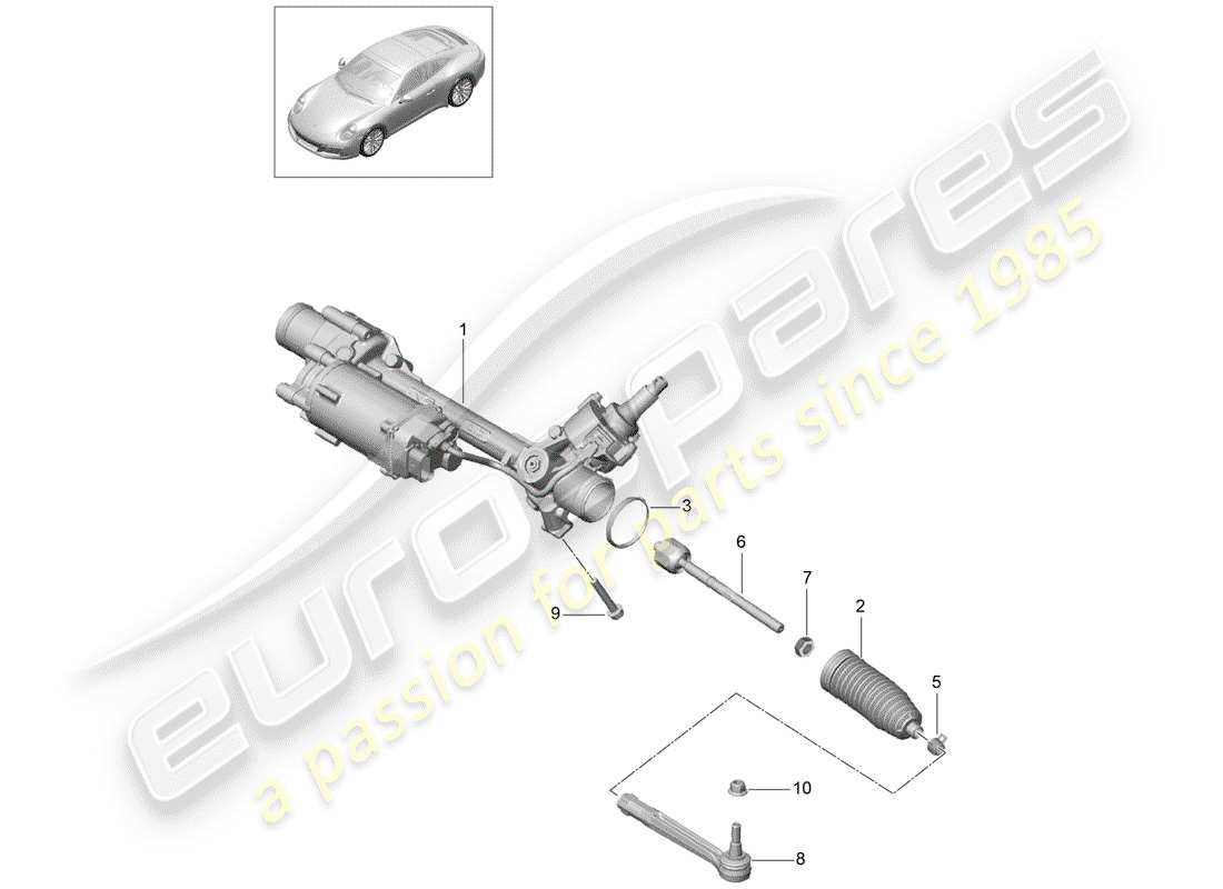 porsche 2019 (991-2) lenkgetriebe teilediagramm