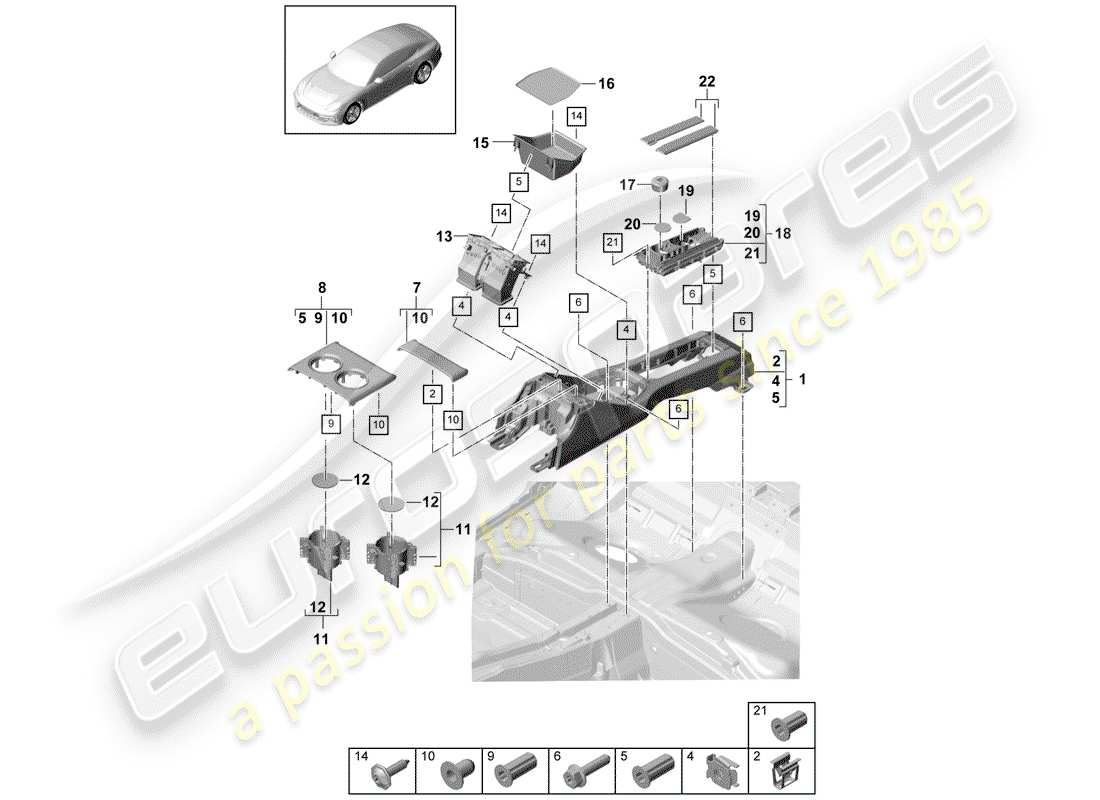 porsche 2017 (panamera 971-1) center console ersatzteildiagramm