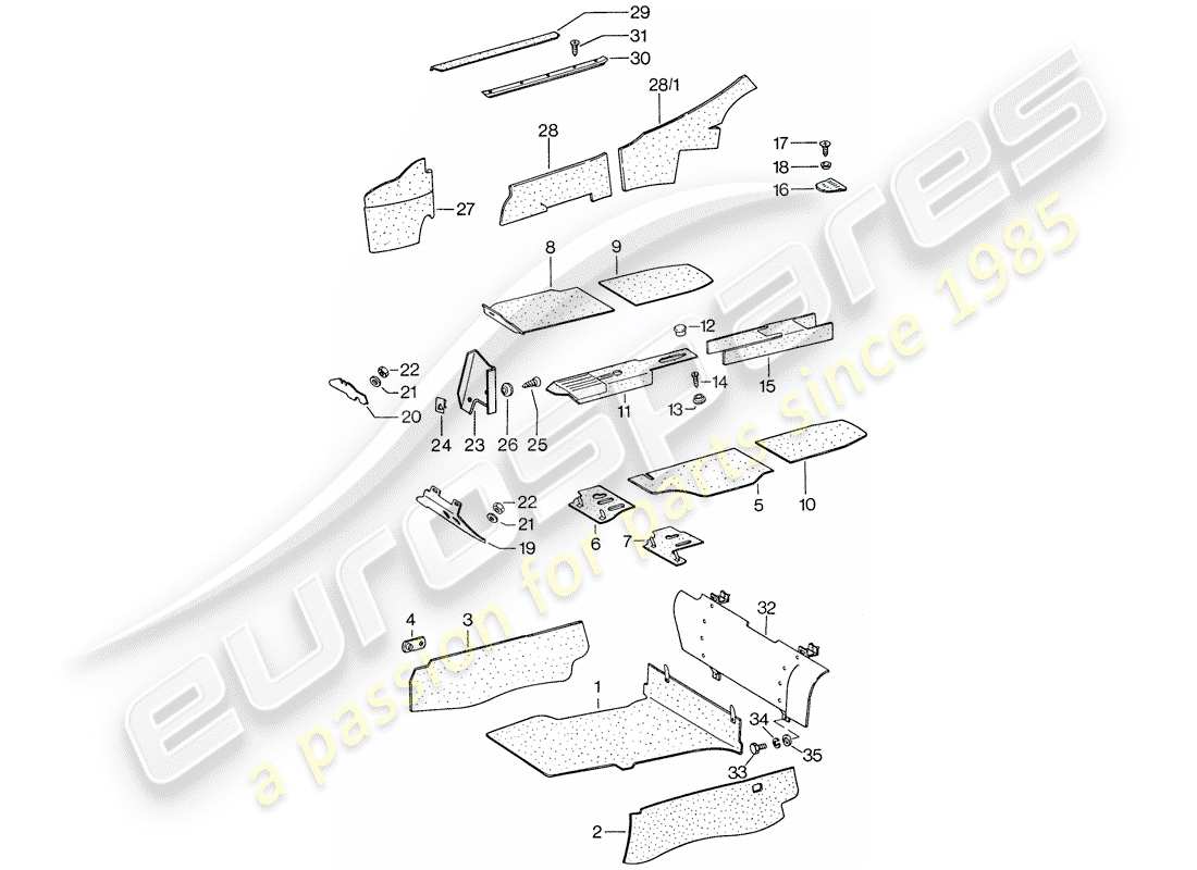 porsche 1974 (911) lining ersatzteildiagramm