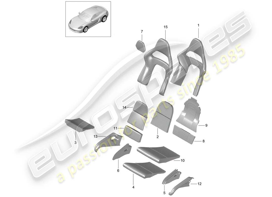 porsche 2020 (718 cayman) schaumteil teilediagramm