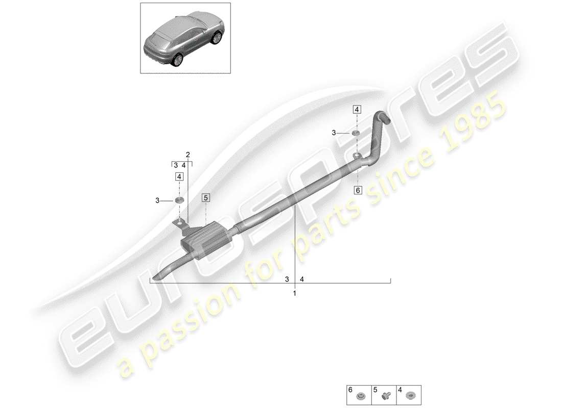 porsche 2019 (macan) auspuffanlage teilediagramm
