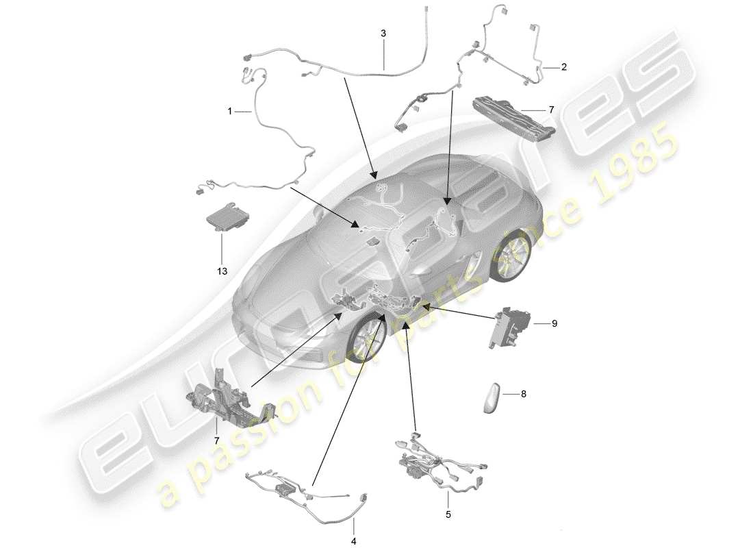 porsche 2016 (981 boxster spyder) kabelbäume ersatzteildiagramm