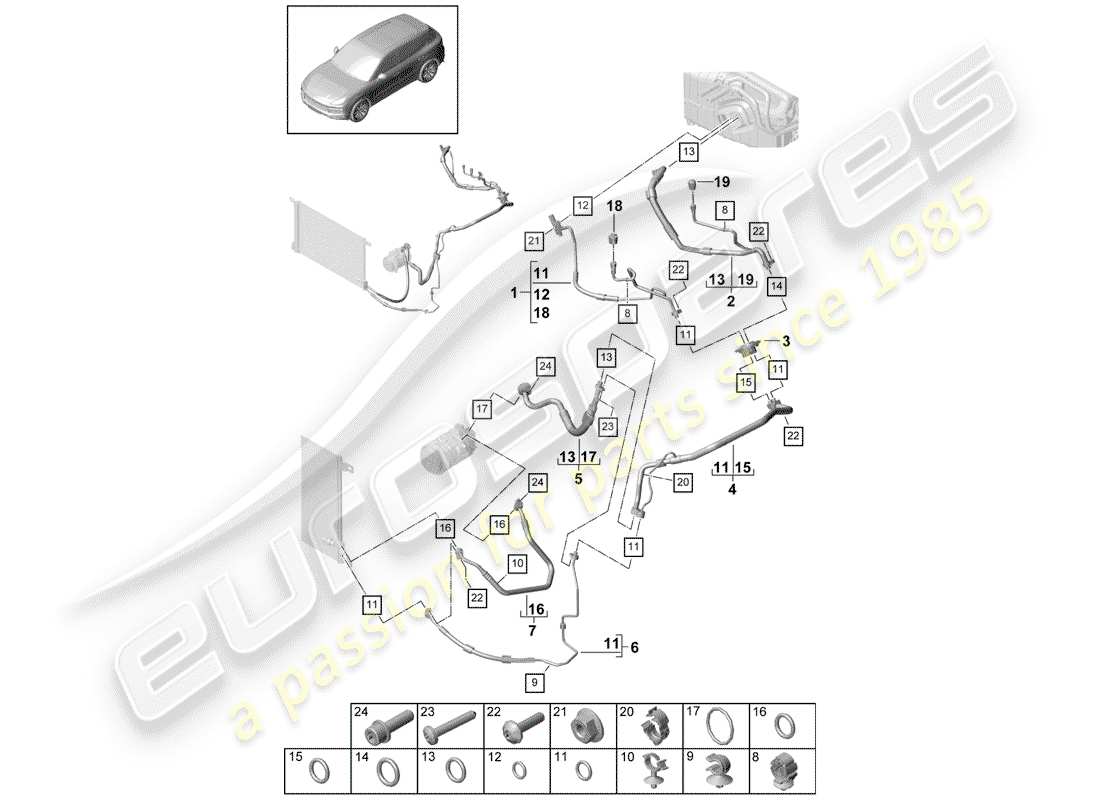 porsche 2019 (cayenne e3 9ya/9yb) klimaanlage teilediagramm
