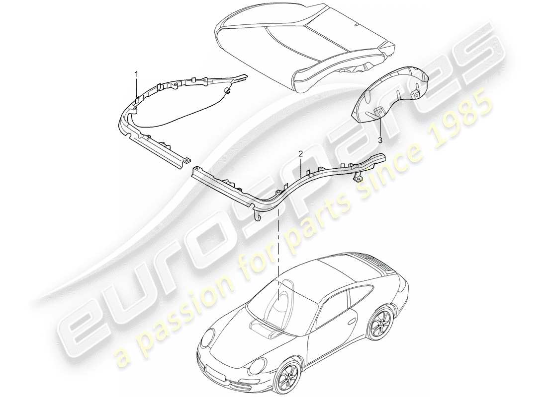 porsche 2008 (997-1 gt3) kissenträger ersatzteildiagramm