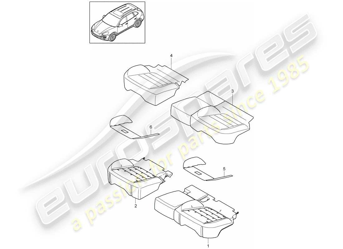 porsche 2014 (cayenne e2 92a) sitzkissen ersatzteildiagramm