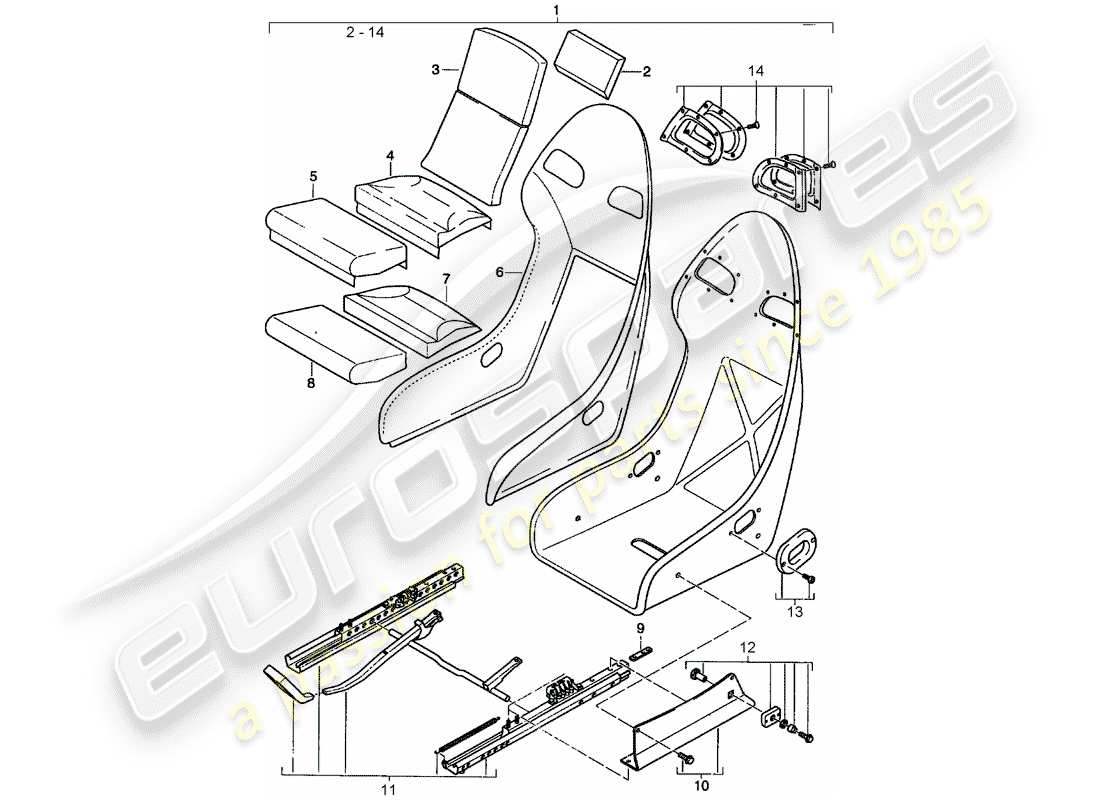 porsche 1999 (996) sitz - mit: - sitzbezug (leder) ersatzteildiagramm