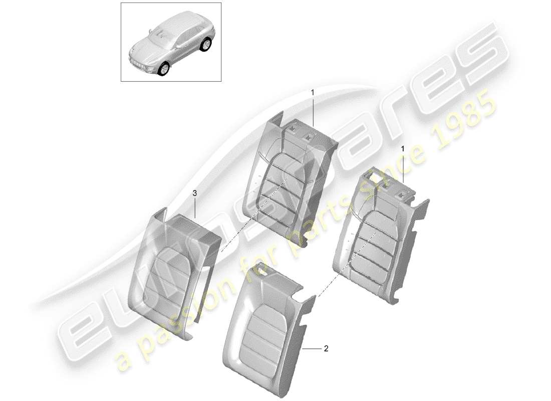 porsche 2014 (macan) schaumstoffteil teilediagramm