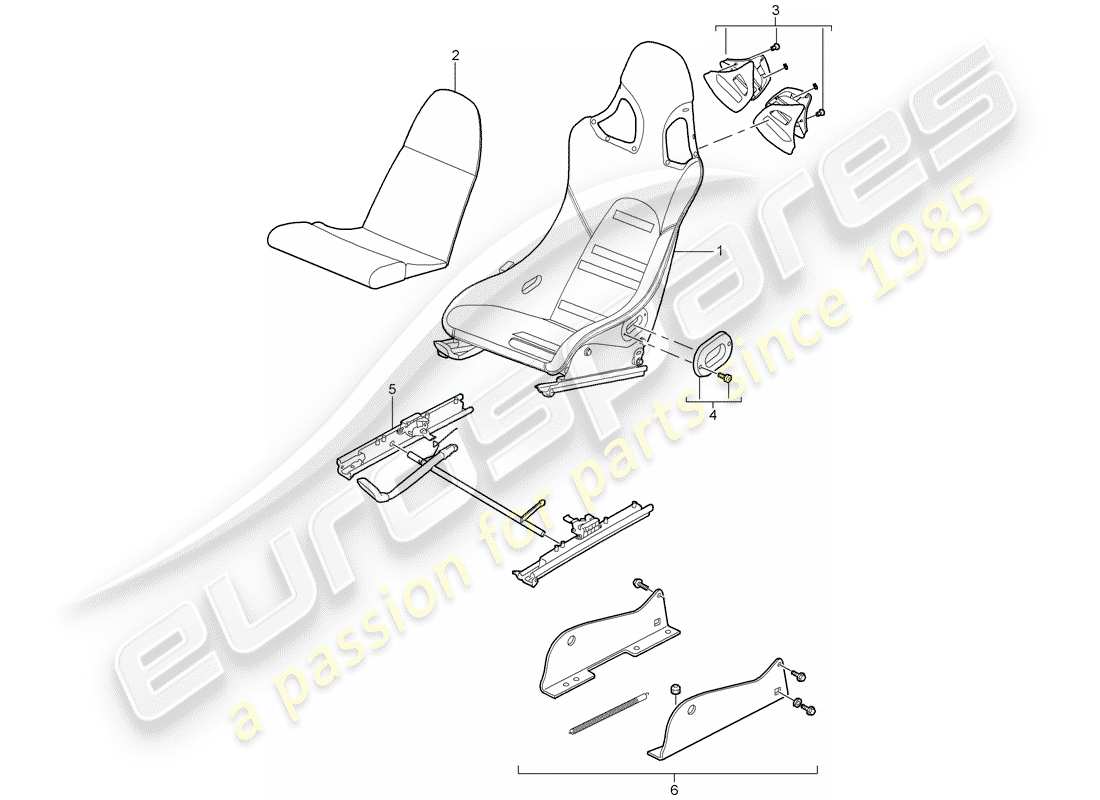 porsche 2010 (997-2 gt3) seat-ersatzteildiagramm
