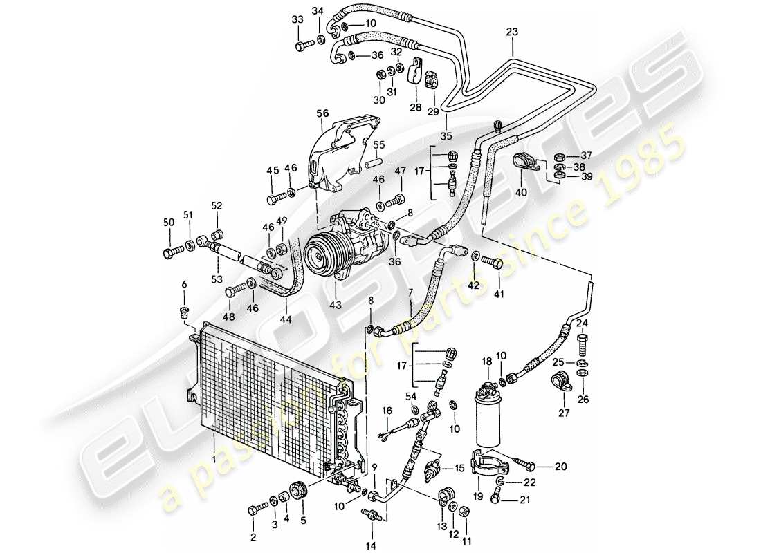 porsche 1986 (944) kältemittelkreislauf teilediagramm