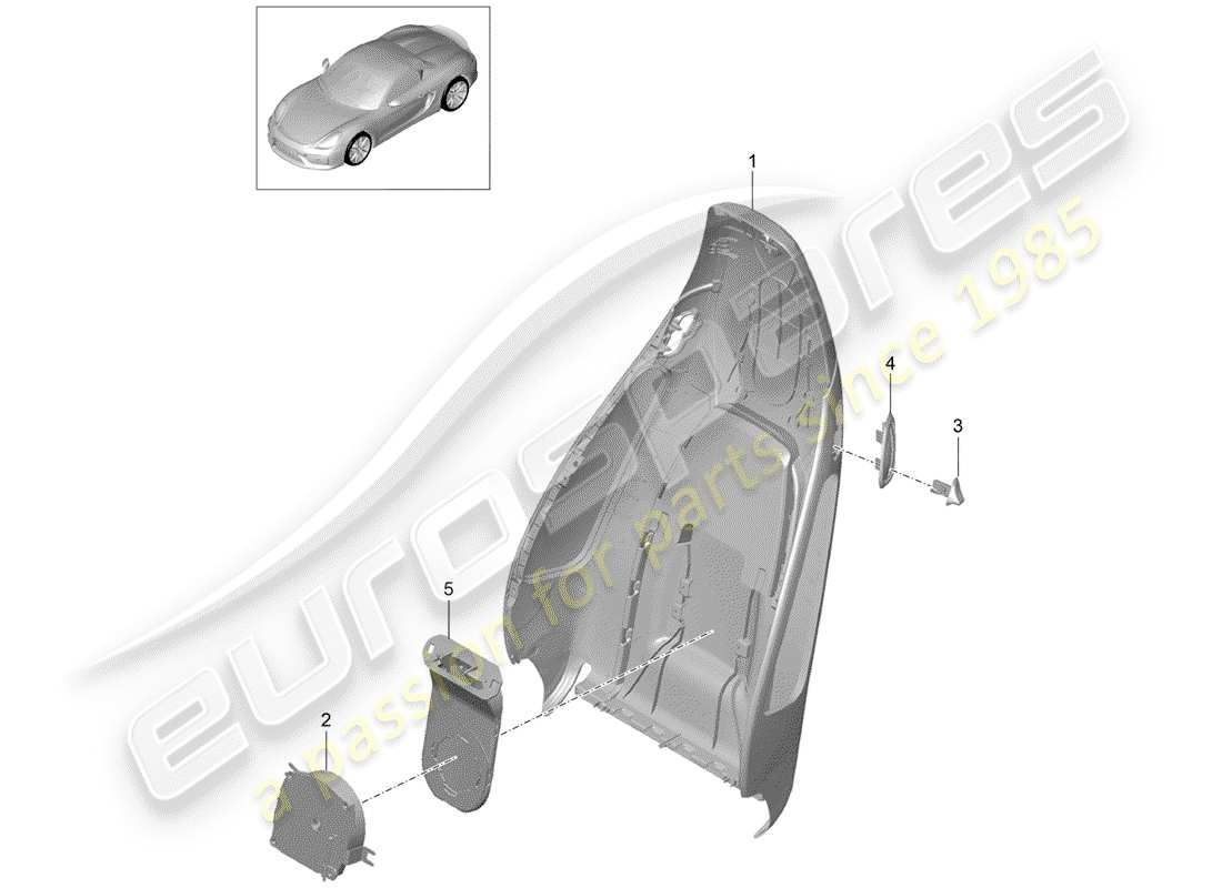 porsche 2016 (981 boxster spyder) rückenlehnenschale ersatzteildiagramm