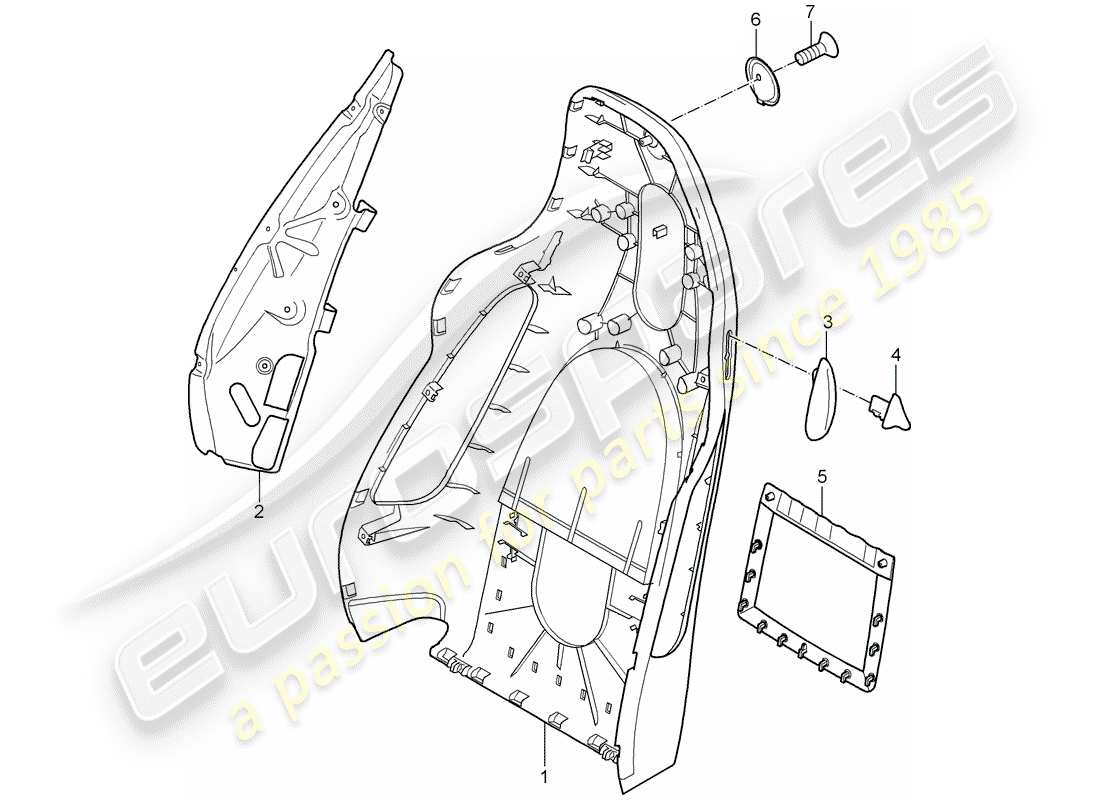 porsche 2006 (987 boxster) rückenlehnenschale ersatzteildiagramm