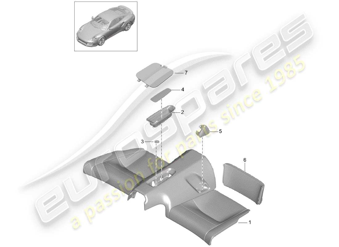 porsche 2019 (991-2 turbo) rückensitzkissen teilediagramm