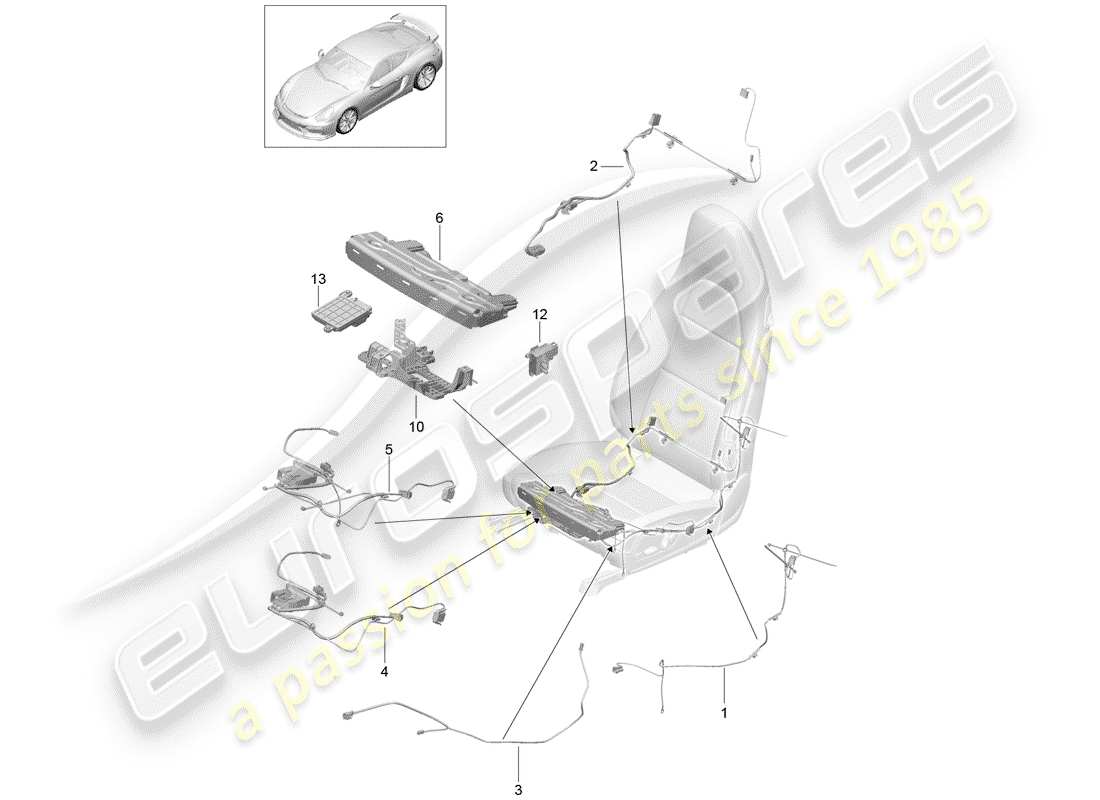 porsche 2016 (981 cayman gt4) kabelbäume ersatzteildiagramm