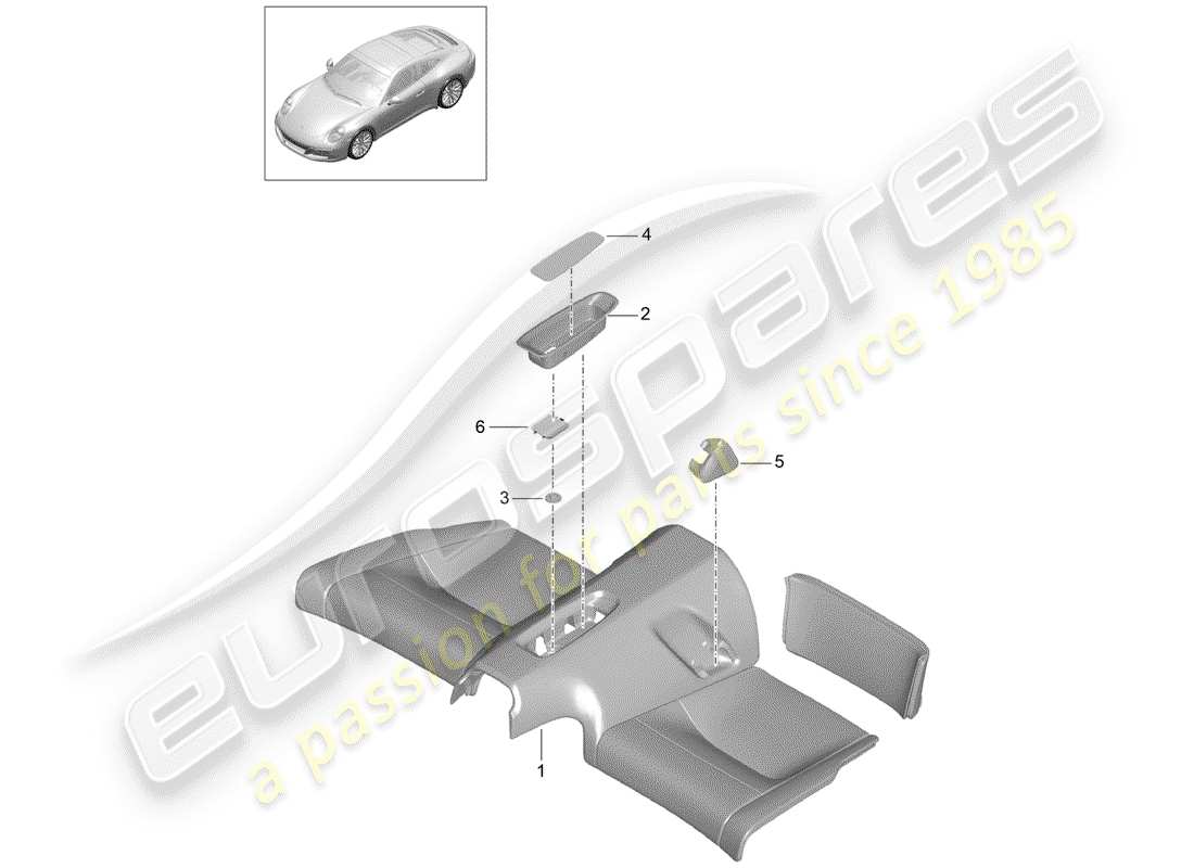 porsche 2020 (991-2) rücksitzkissen ersatzteildiagramm