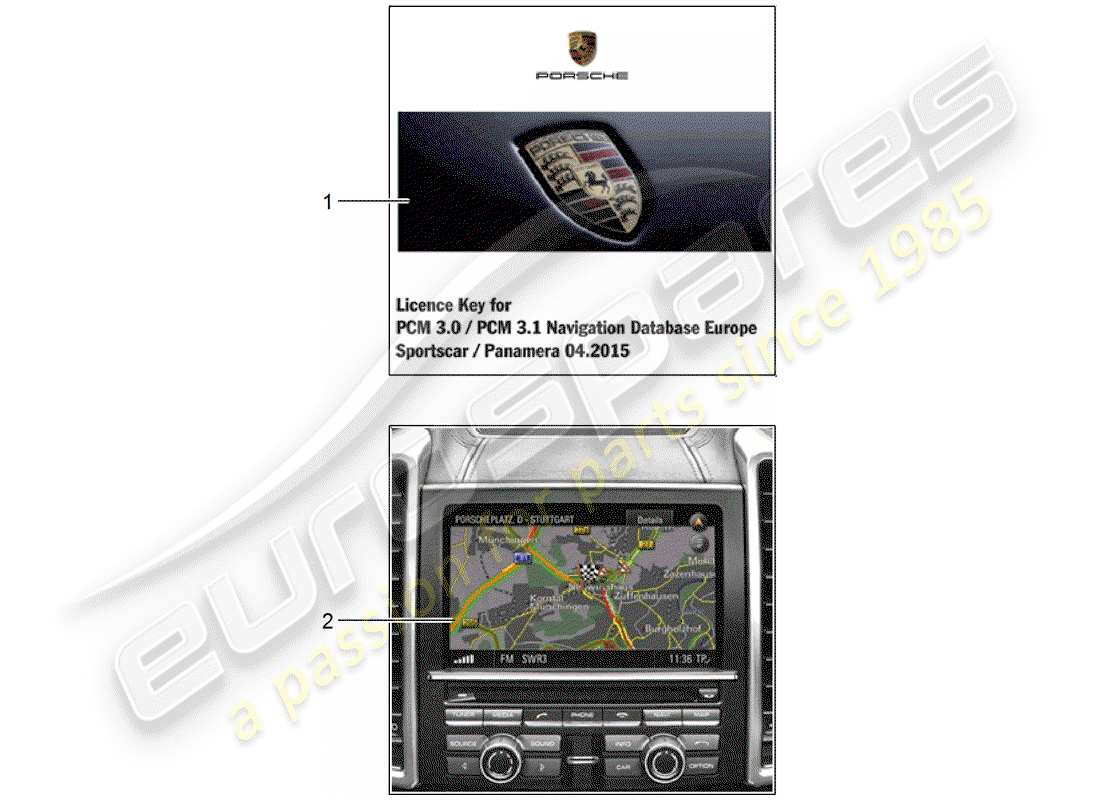 porsche 2020 (tequipment 98x/99x) navigationssystem teilediagramm