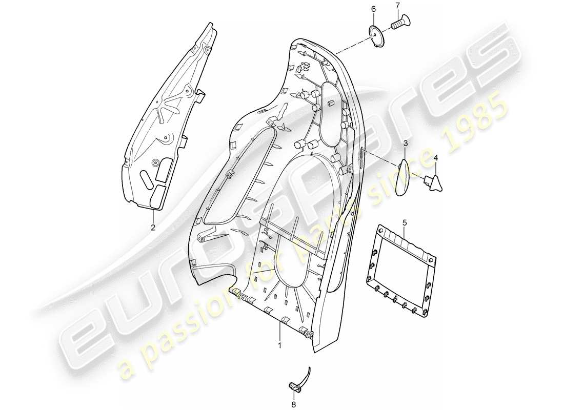porsche 2007 (997-1) rückenlehnenschale teilediagramm