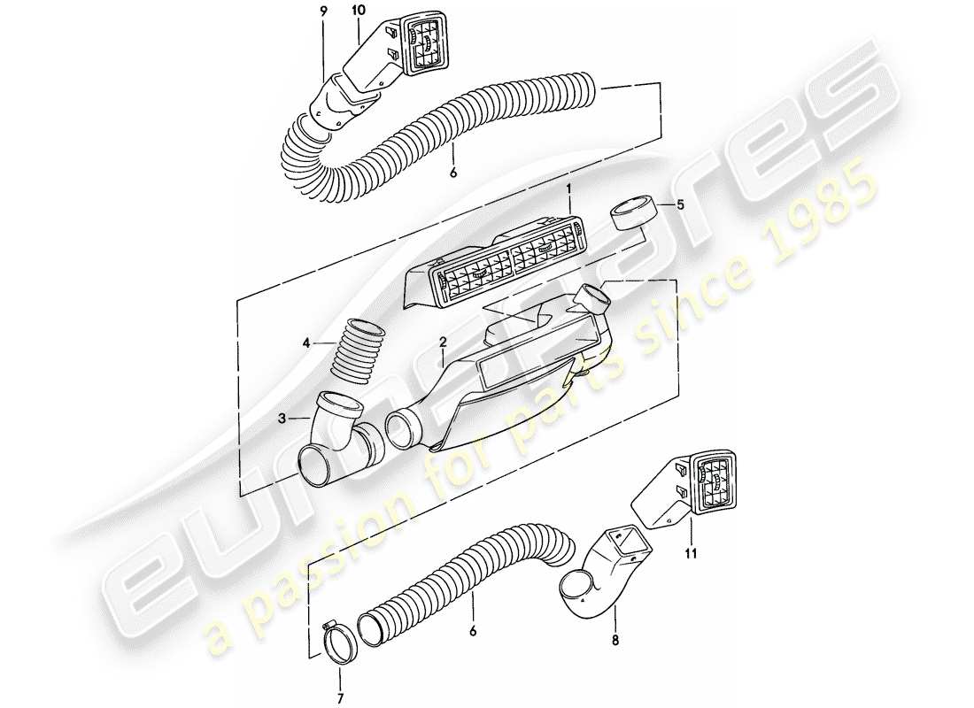 porsche 1976 (924) luftentlüftung - luftschlauch ersatzteildiagramm