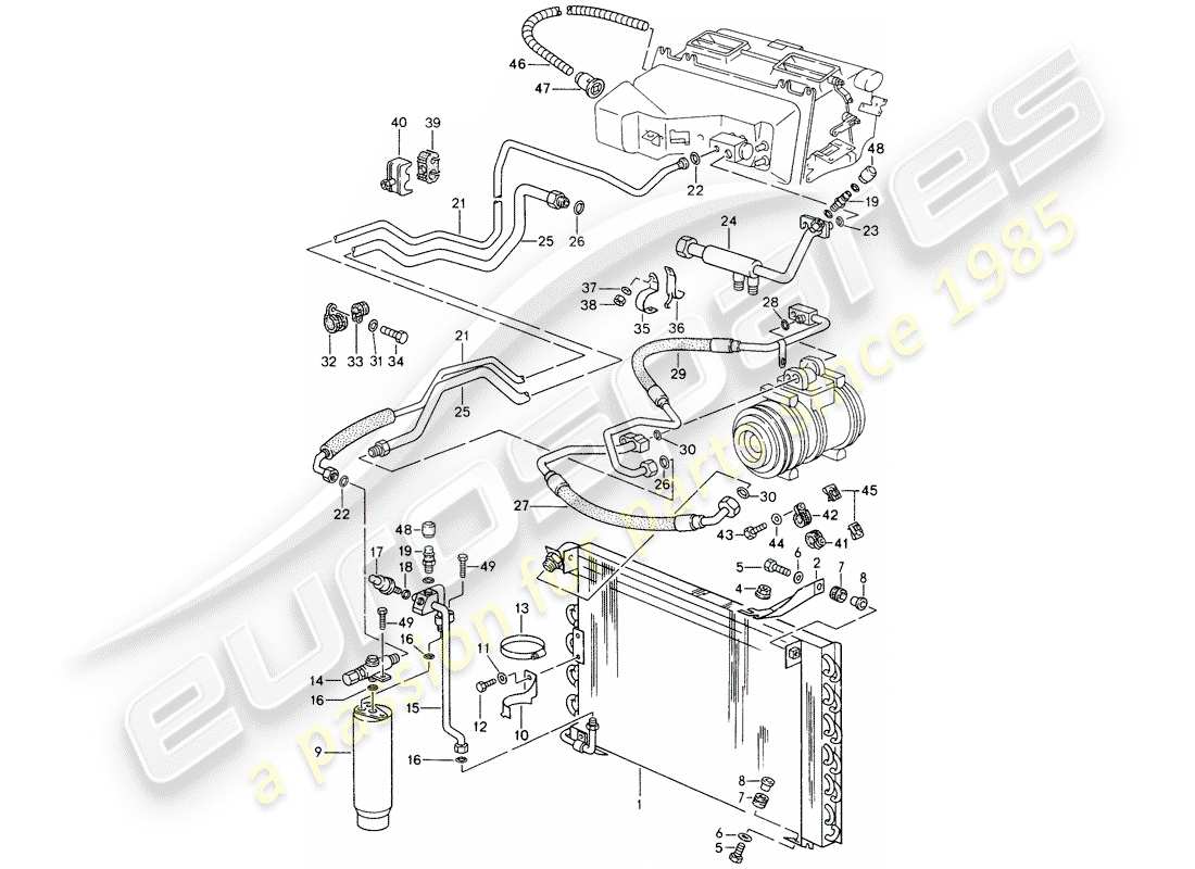 porsche 1995 (928) automatische klimaanlage - leitungen - und - zusatzgeräte ersatzteildiagramm
