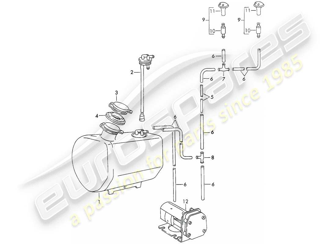 porsche 1970 (911) scheibe - ersatzteildiagramm