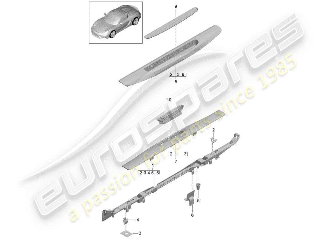porsche 2016 (981 boxster spyder) einstiegsblech - schwellerplatte ersatzteildiagramm