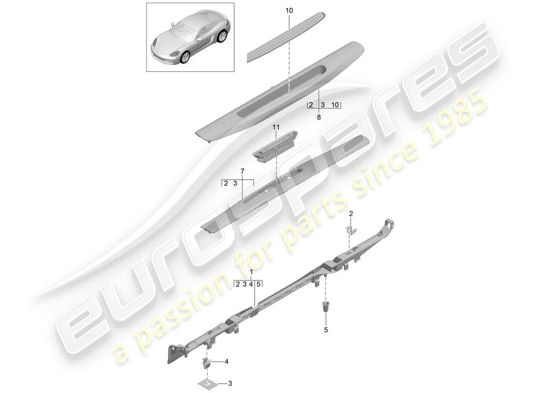 porsche 2017 (718 cayman) lining ersatzteildiagramm