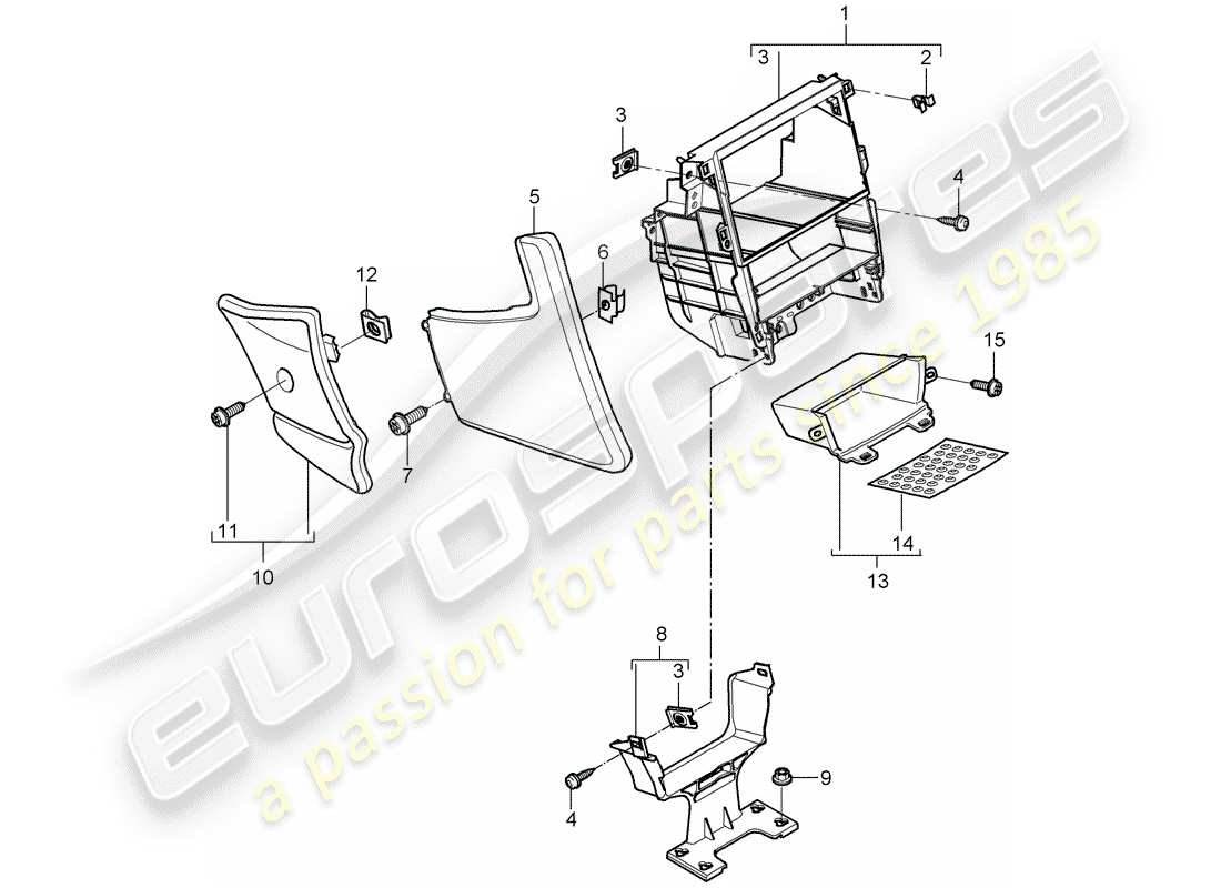 porsche 2009 (997-2) center console ersatzteildiagramm