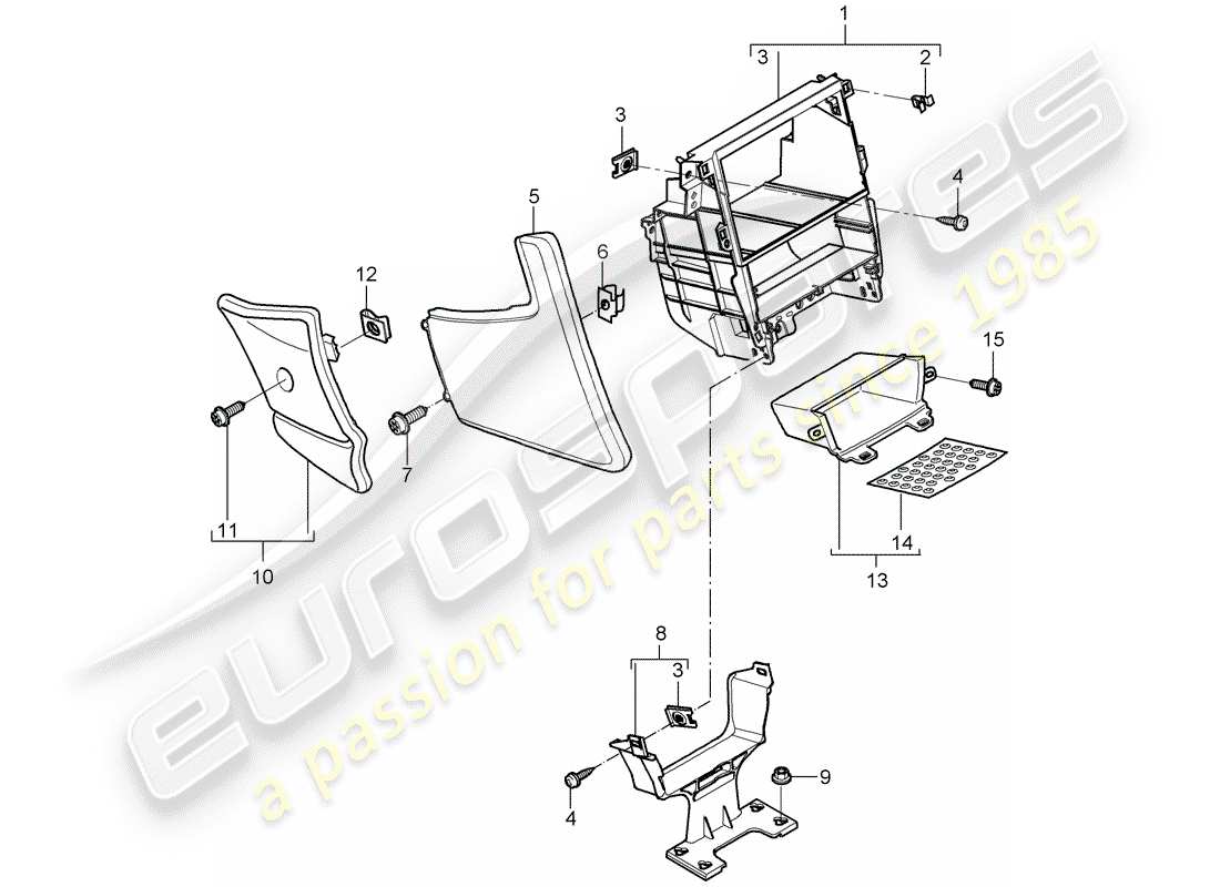 porsche 2007 (997-1 turbo / gt2) center console ersatzteildiagramm