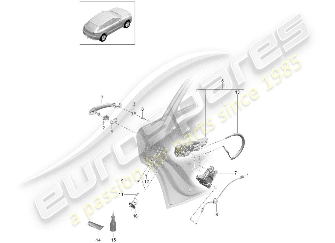 porsche 2015 (macan) türschlösser ersatzteildiagramm