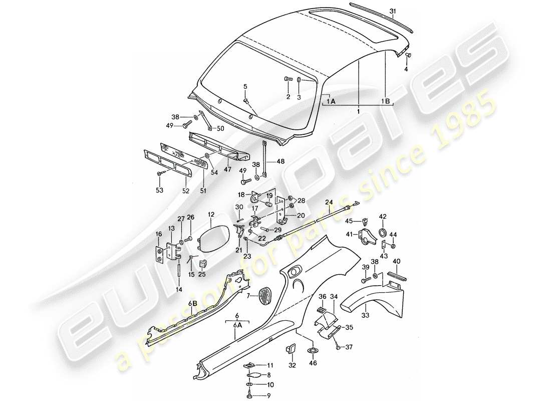 porsche 1988 (959) außenverkleidung - ersatzteildiagramm