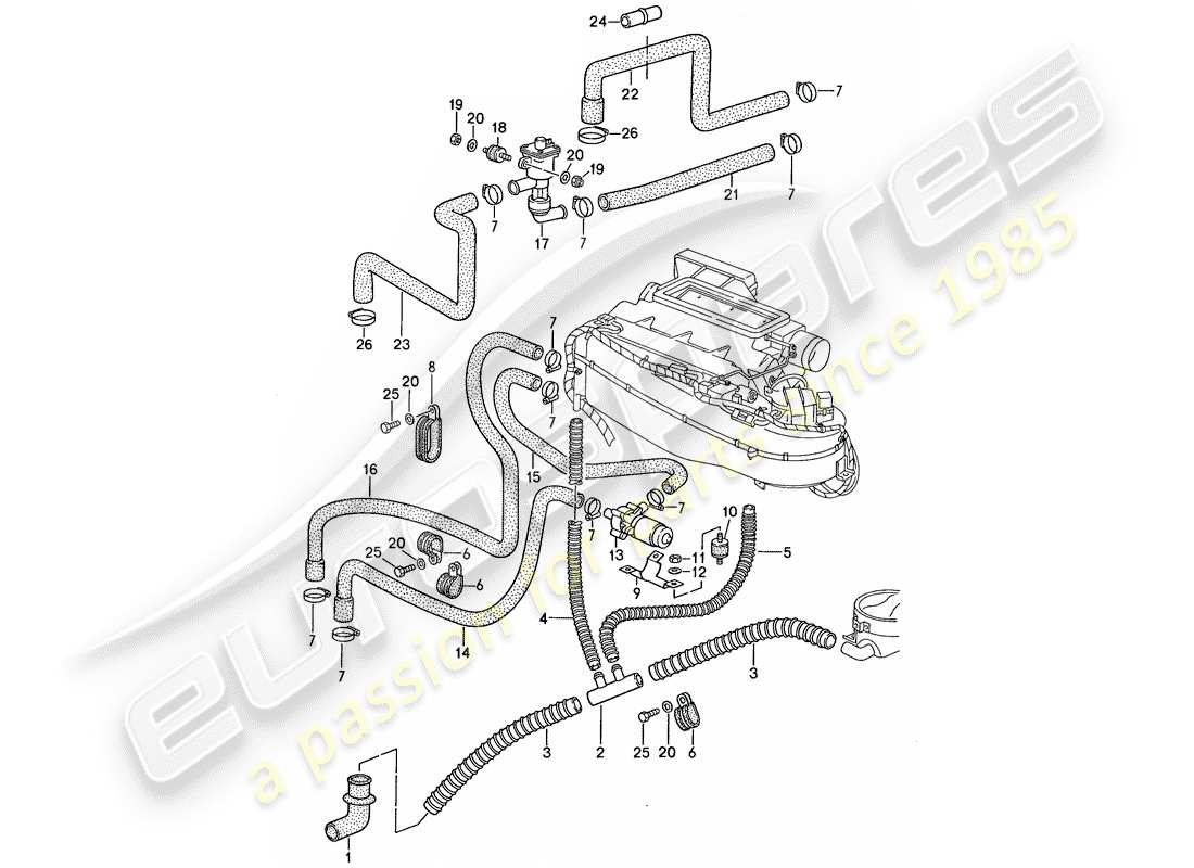 porsche 1988 (959) belüftung - heizungsystem 2 ersatzteildiagramm