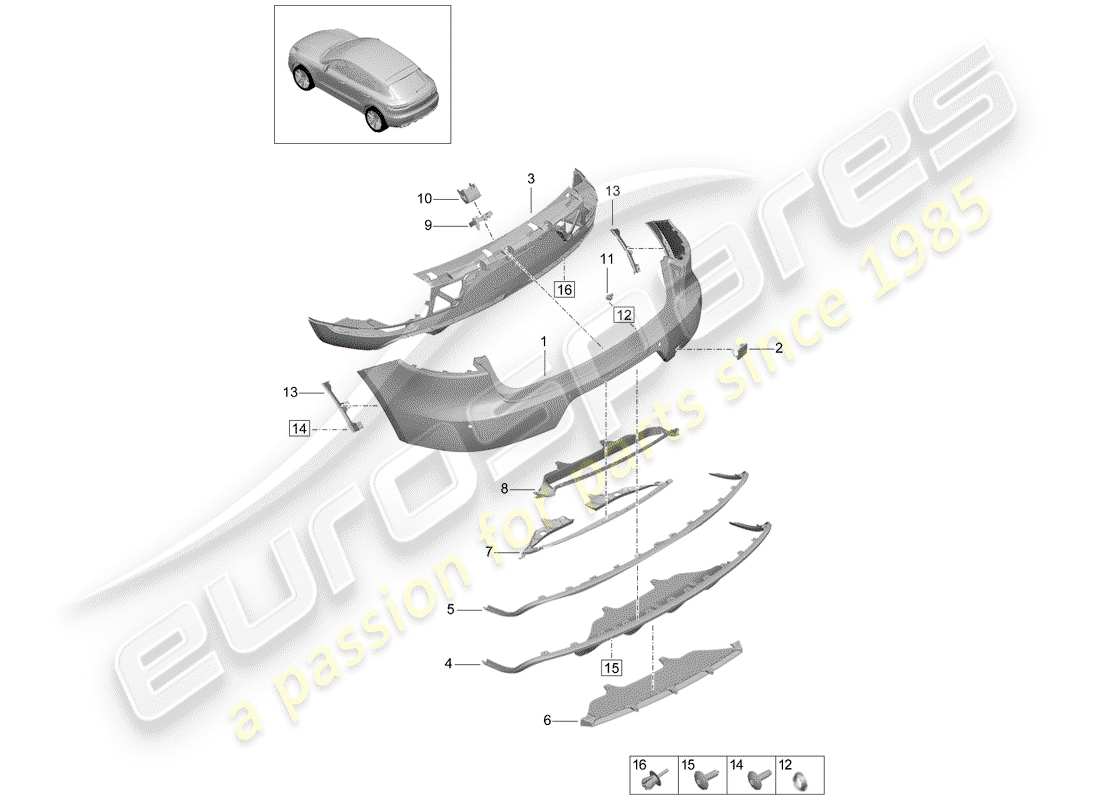 porsche 2019 (macan) stoßstange ersatzteildiagramm