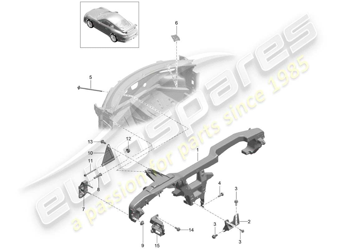 porsche 2020 (991-2 r/gt3/rs) halterahmen ersatzteildiagramm