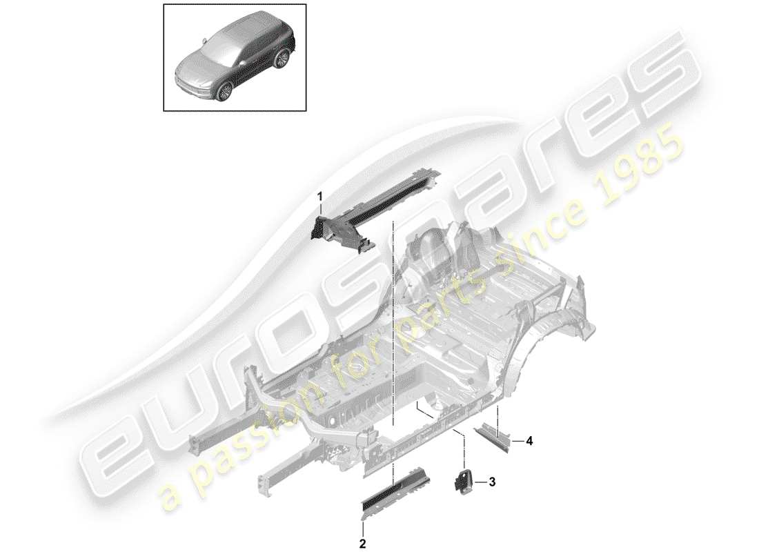 porsche 2019 (cayenne e3 9ya/9yb) frame-teilediagramm